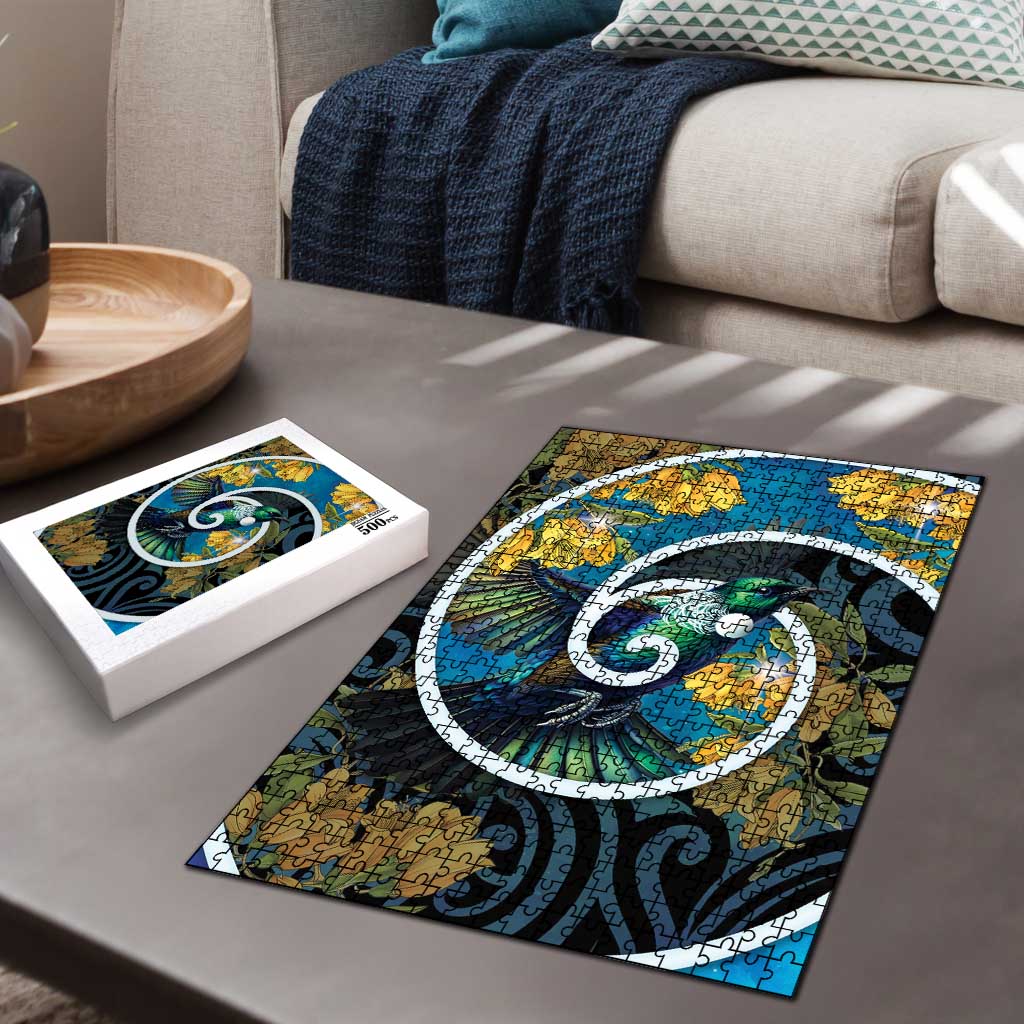 New Zealand Tui Bird Puzzle Maori Koru With Kowhai Flowers