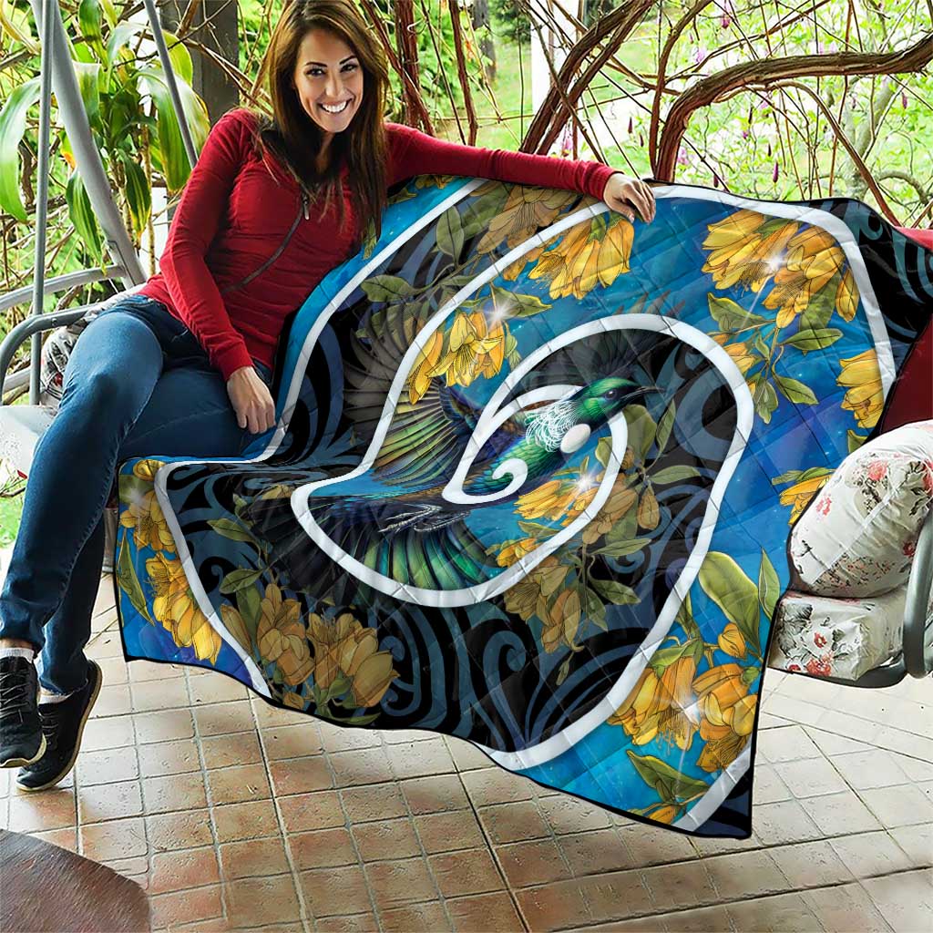 New Zealand Tui Bird Quilt Maori Koru With Kowhai Flowers