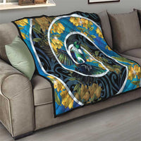 New Zealand Tui Bird Quilt Maori Koru With Kowhai Flowers