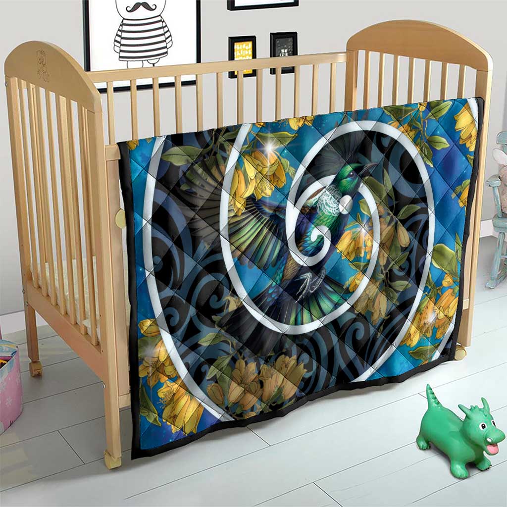 New Zealand Tui Bird Quilt Maori Koru With Kowhai Flowers