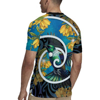 New Zealand Tui Bird Rugby Jersey Maori Koru With Kowhai Flowers