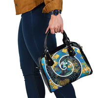 New Zealand Tui Bird Shoulder Handbag Maori Koru With Kowhai Flowers