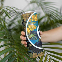 New Zealand Tui Bird Skinny Tumbler Maori Koru With Kowhai Flowers LT05 - Polynesian Pride
