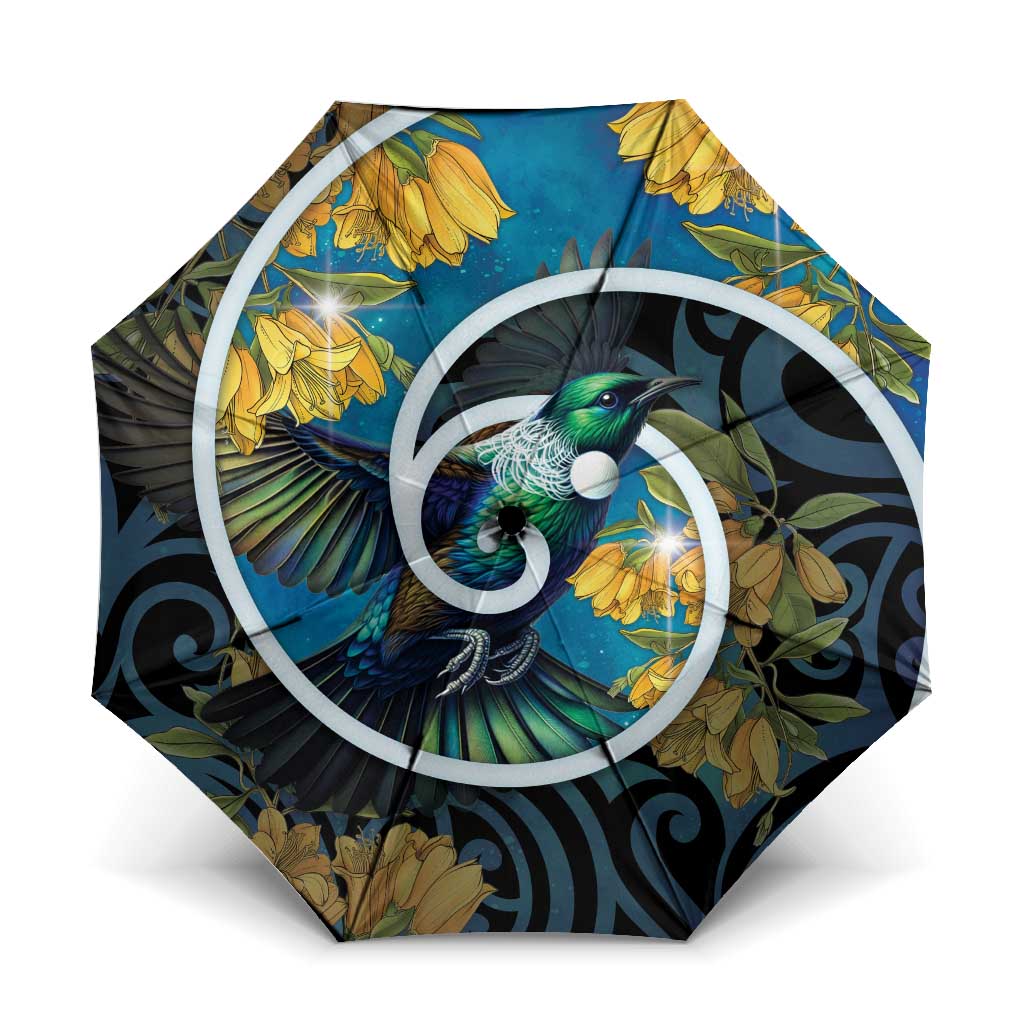 New Zealand Tui Bird Umbrella Maori Koru With Kowhai Flowers