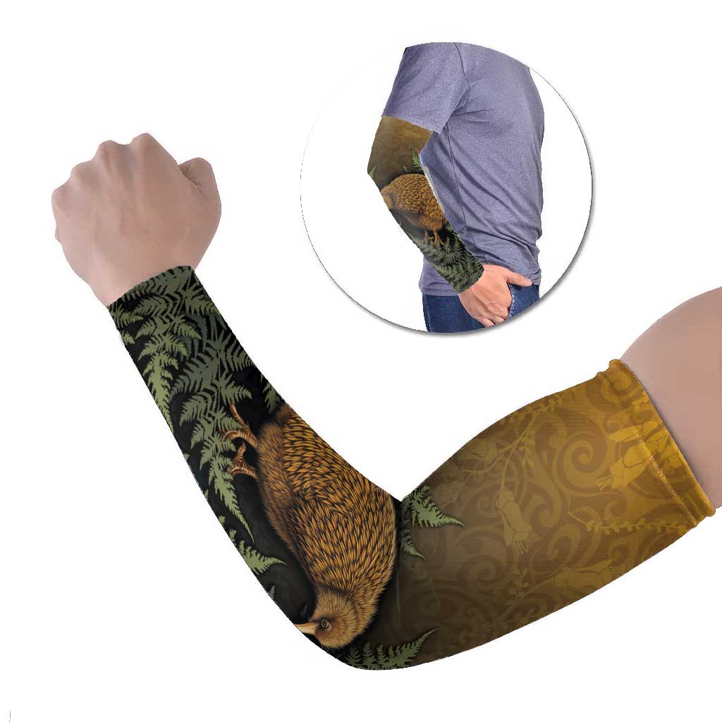 New Zealand Kiwi Bird Arm Sleeves Silver Fern Mix Maori Pattern