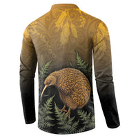 New Zealand Kiwi Bird Button Sweatshirt Silver Fern Mix Maori Pattern