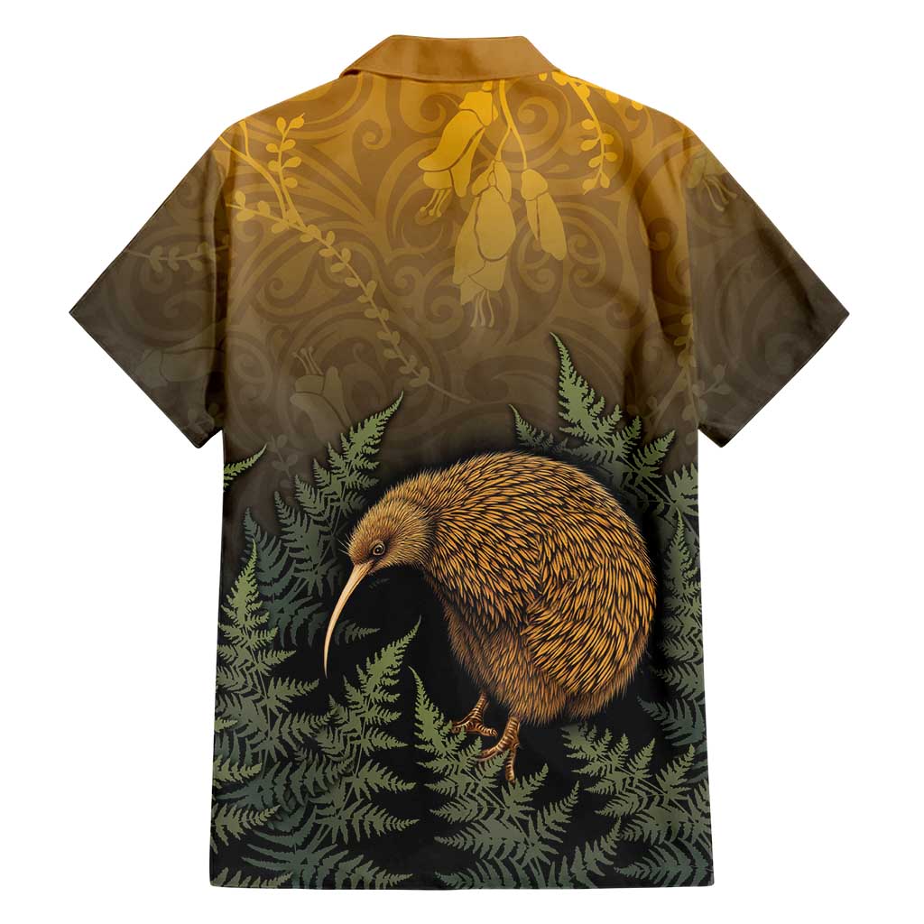 New Zealand Kiwi Bird Family Matching Short Sleeve Bodycon Dress and Hawaiian Shirt Silver Fern Mix Maori Pattern LT05 - Polynesian Pride