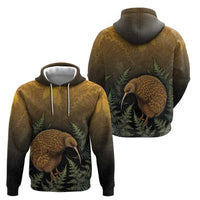 New Zealand Kiwi Bird Hoodie Silver Fern Mix Maori Pattern