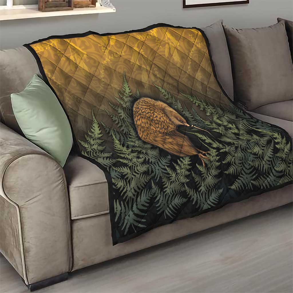New Zealand Kiwi Bird Quilt Silver Fern Mix Maori Pattern