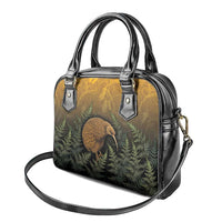 New Zealand Kiwi Bird Shoulder Handbag Silver Fern Mix Maori Pattern