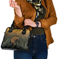 New Zealand Kiwi Bird Shoulder Handbag Silver Fern Mix Maori Pattern