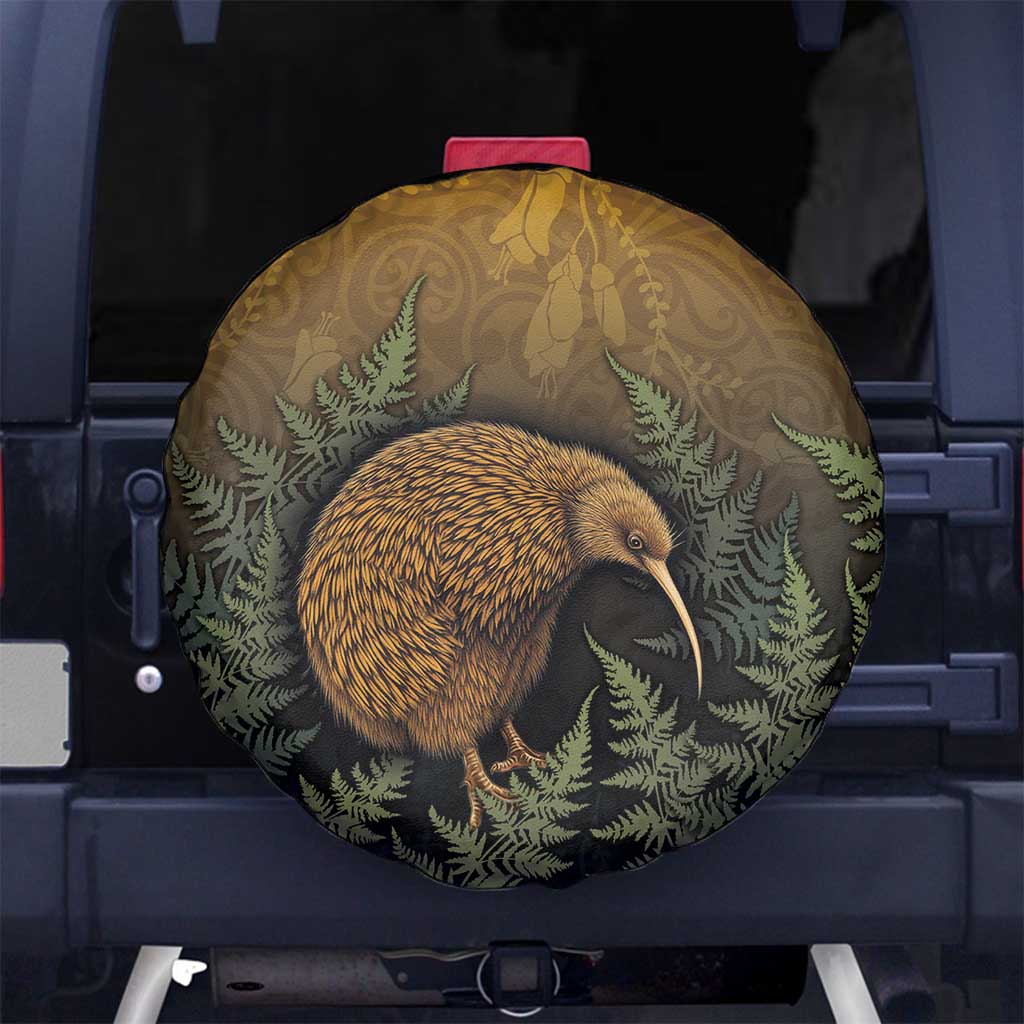 New Zealand Kiwi Bird Spare Tire Cover Silver Fern Mix Maori Pattern