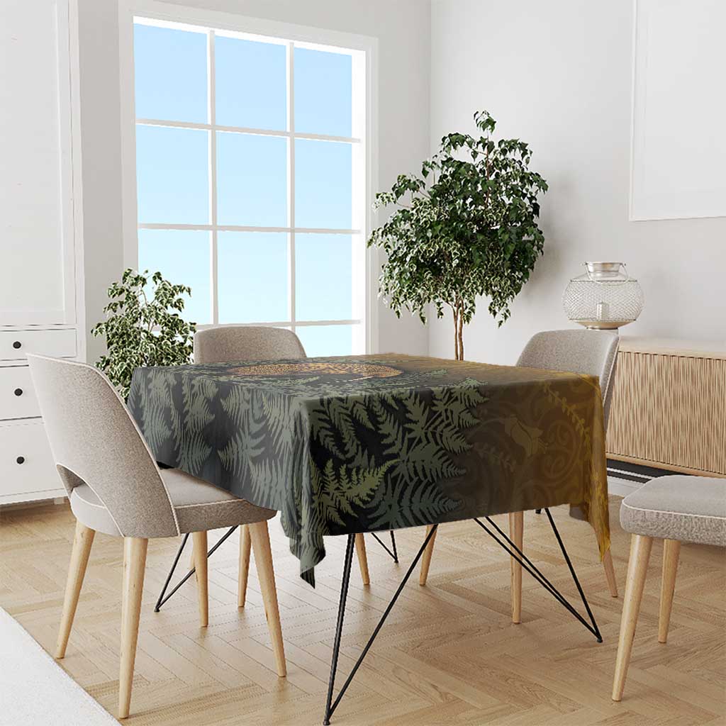 New Zealand Kiwi Bird Tablecloth Silver Fern Mix Maori Pattern