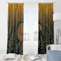 New Zealand Kiwi Bird Window Curtain Silver Fern Mix Maori Pattern