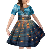 Hawaii Memorial Day Lantern Floating Family Matching Long Sleeve Bodycon Dress and Hawaiian Shirt Always In Our Hearts LT05 Daughter's Dress Blue - Polynesian Pride