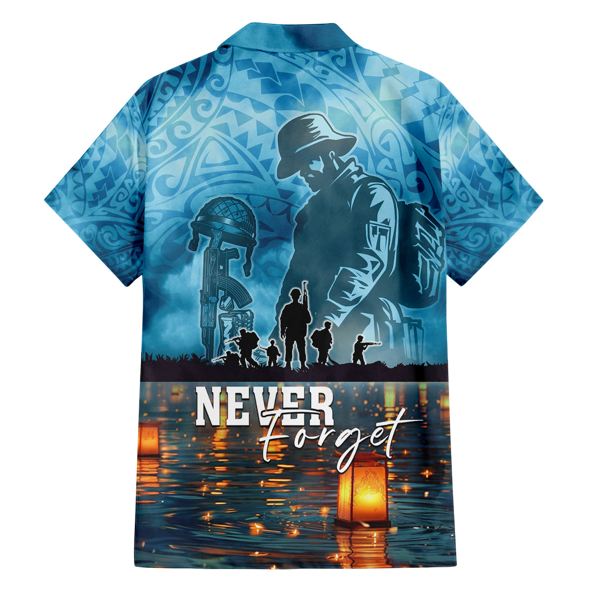 Hawaii Memorial Day Lantern Floating Family Matching Long Sleeve Bodycon Dress and Hawaiian Shirt Always In Our Hearts LT05 - Polynesian Pride
