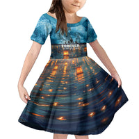 Hawaii Memorial Day Lantern Floating Family Matching Mermaid Dress and Hawaiian Shirt Always In Our Hearts LT05 Daughter's Dress Blue - Polynesian Pride