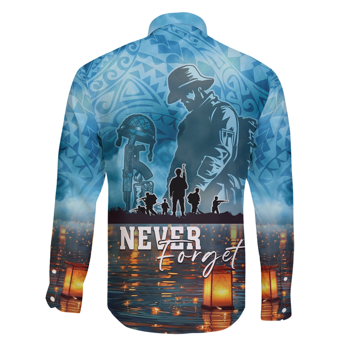 Hawaii Memorial Day Lantern Floating Family Matching Mermaid Dress and Hawaiian Shirt Always In Our Hearts LT05 - Polynesian Pride