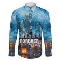 Hawaii Memorial Day Lantern Floating Family Matching Short Sleeve Bodycon Dress and Hawaiian Shirt Always In Our Hearts LT05 Dad's Shirt - Long Sleeve Blue - Polynesian Pride