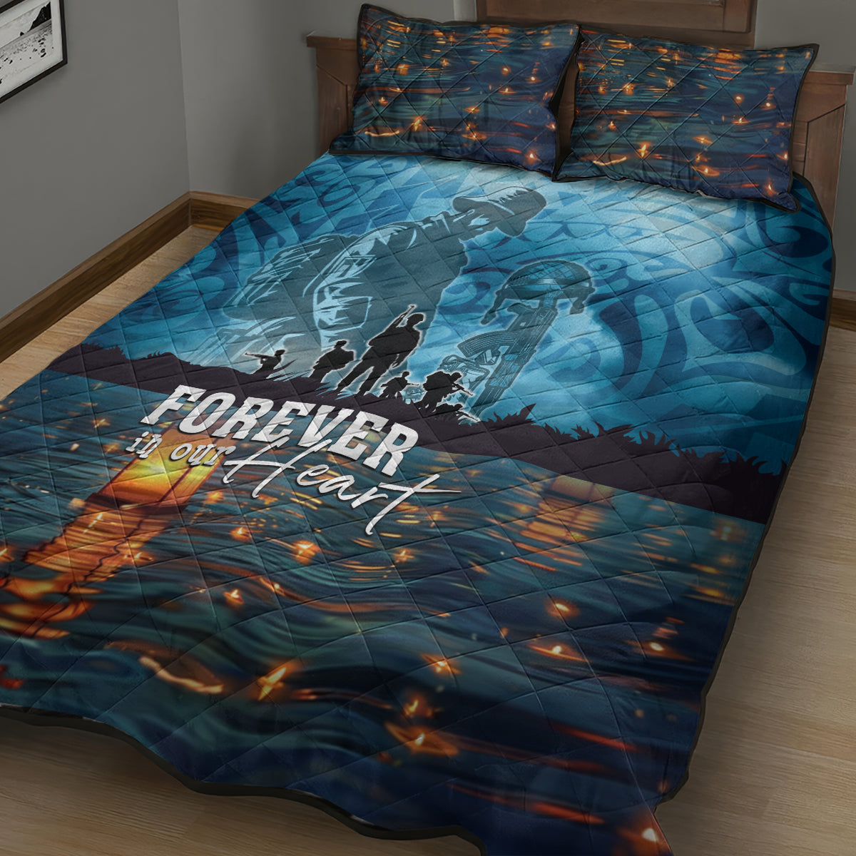 Hawaii Memorial Day Lantern Floating Quilt Bed Set Always In Our Hearts