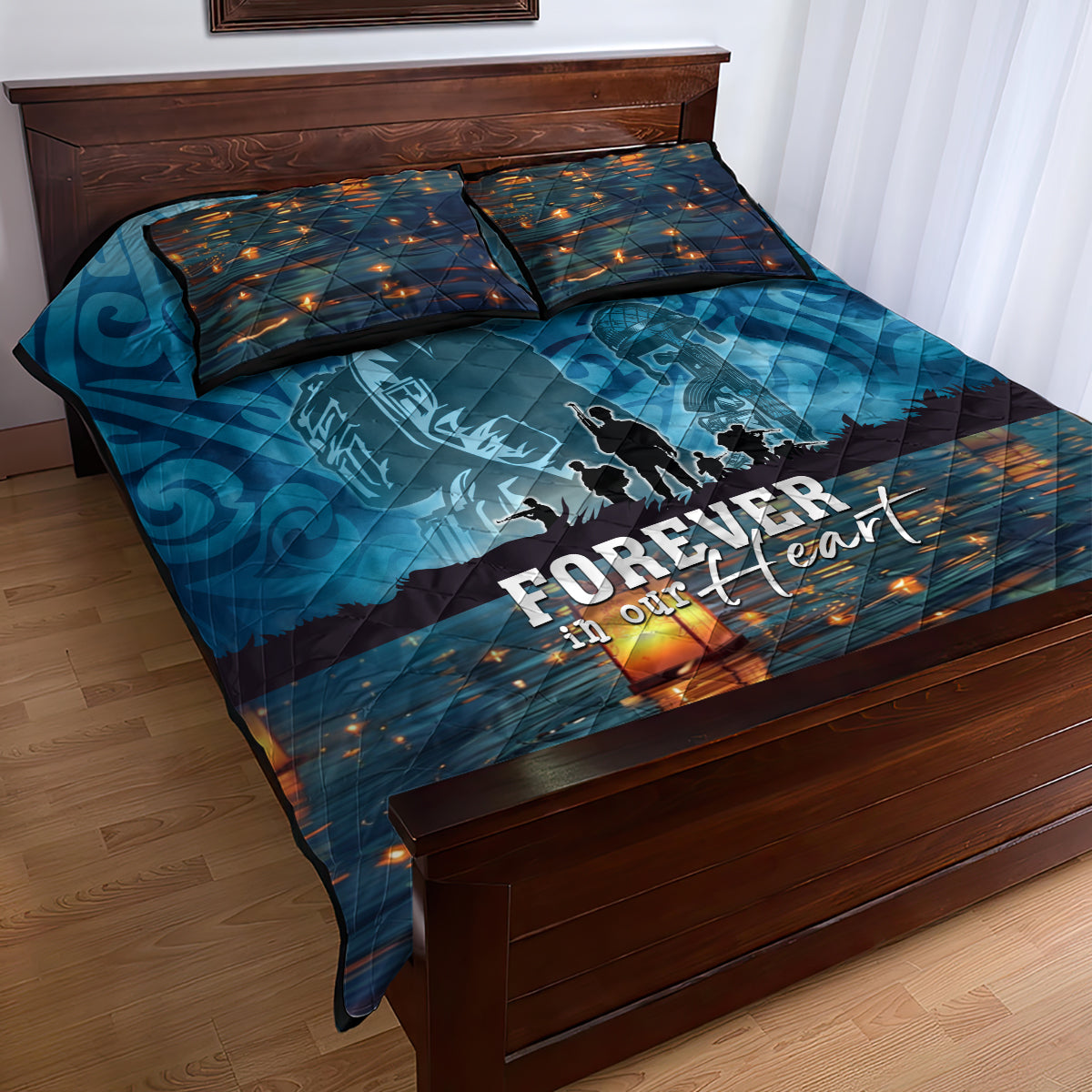 Hawaii Memorial Day Lantern Floating Quilt Bed Set Always In Our Hearts