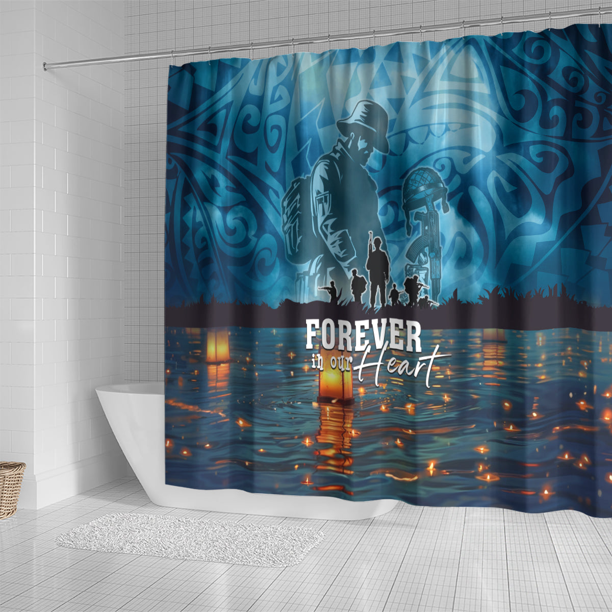 Hawaii Memorial Day Lantern Floating Shower Curtain Always In Our Hearts