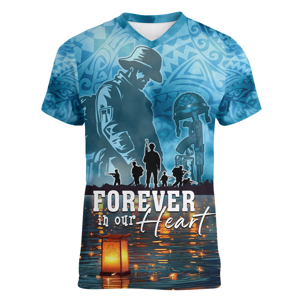 Hawaii Memorial Day Lantern Floating Women V Neck T Shirt Always In Our Hearts