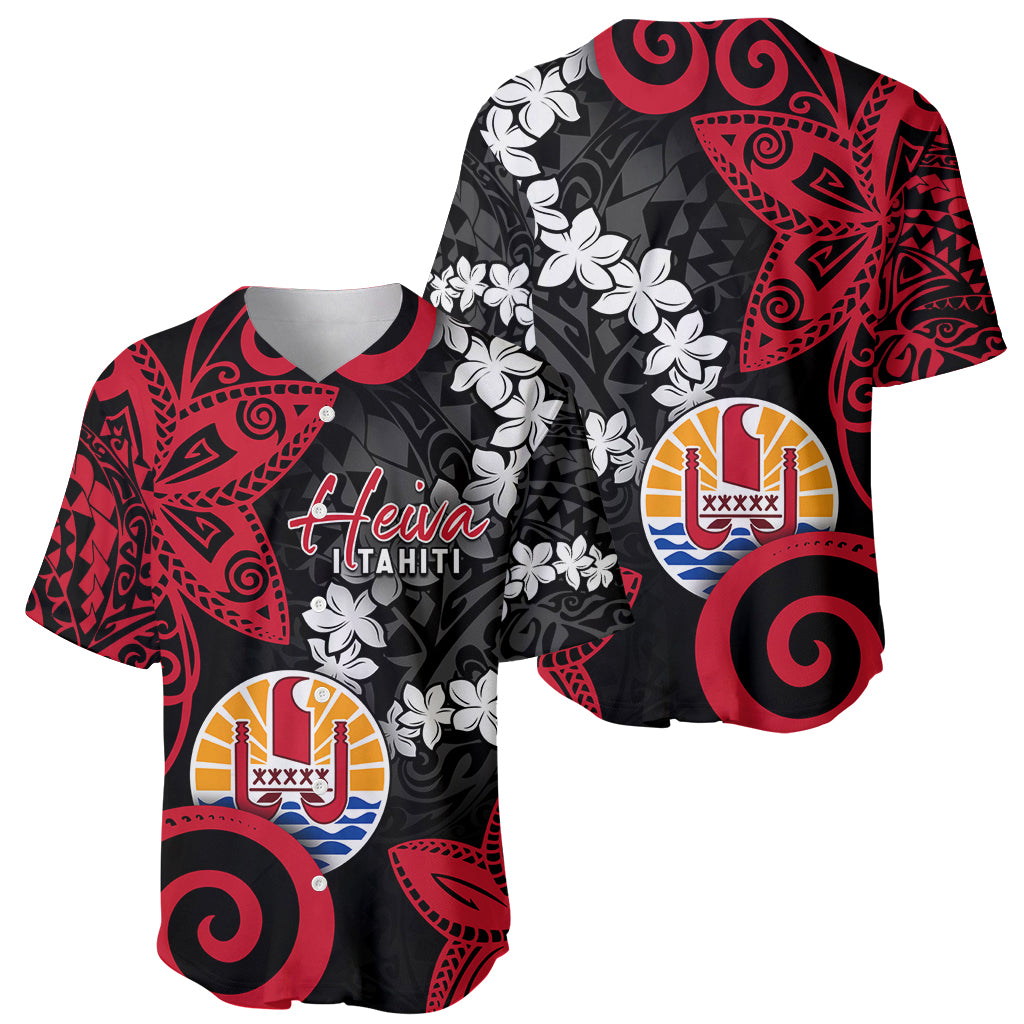Tahiti Heiva Festival Baseball Jersey Floral Pattern With Coat Of Arms