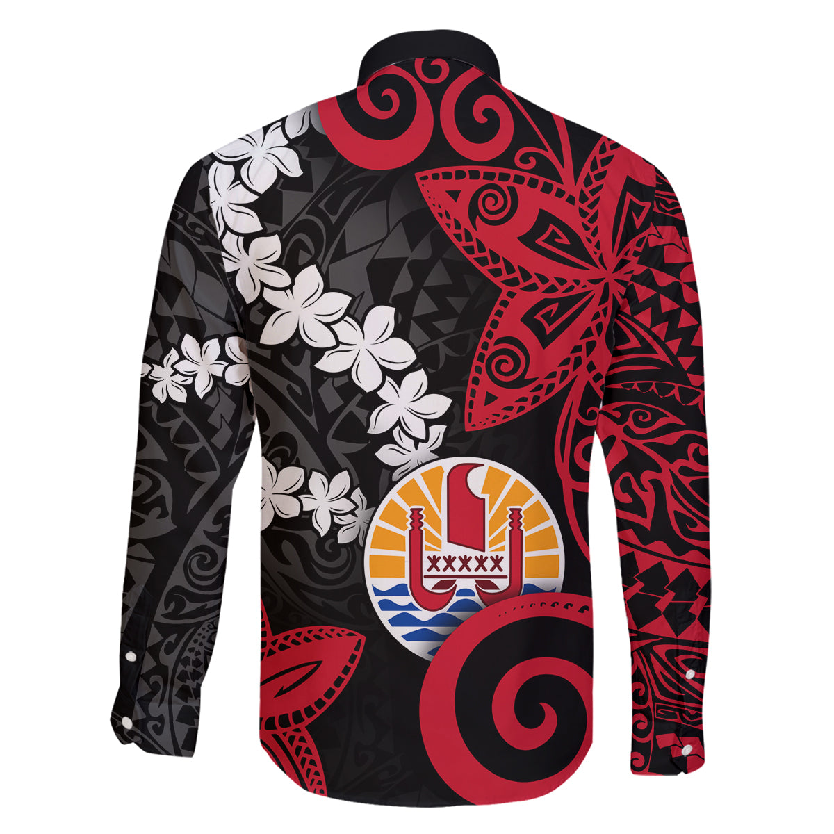 Tahiti Heiva Festival Family Matching Off Shoulder Maxi Dress and Hawaiian Shirt Floral Pattern With Coat Of Arms LT05 - Polynesian Pride