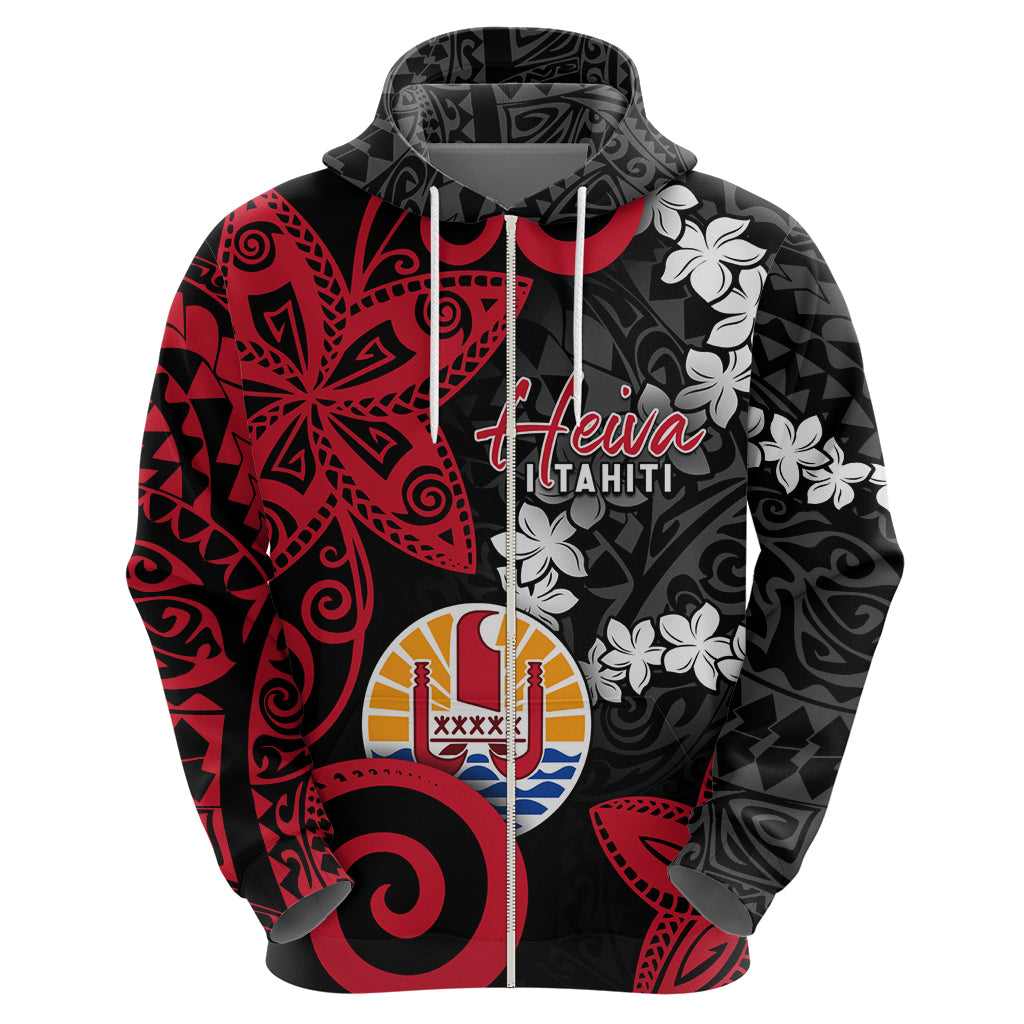 Tahiti Heiva Festival Hoodie Floral Pattern With Coat Of Arms