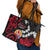 Tahiti Heiva Festival Leather Tote Bag Floral Pattern With Coat Of Arms