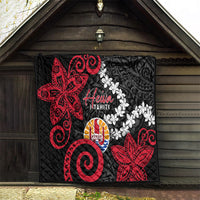 Tahiti Heiva Festival Quilt Floral Pattern With Coat Of Arms