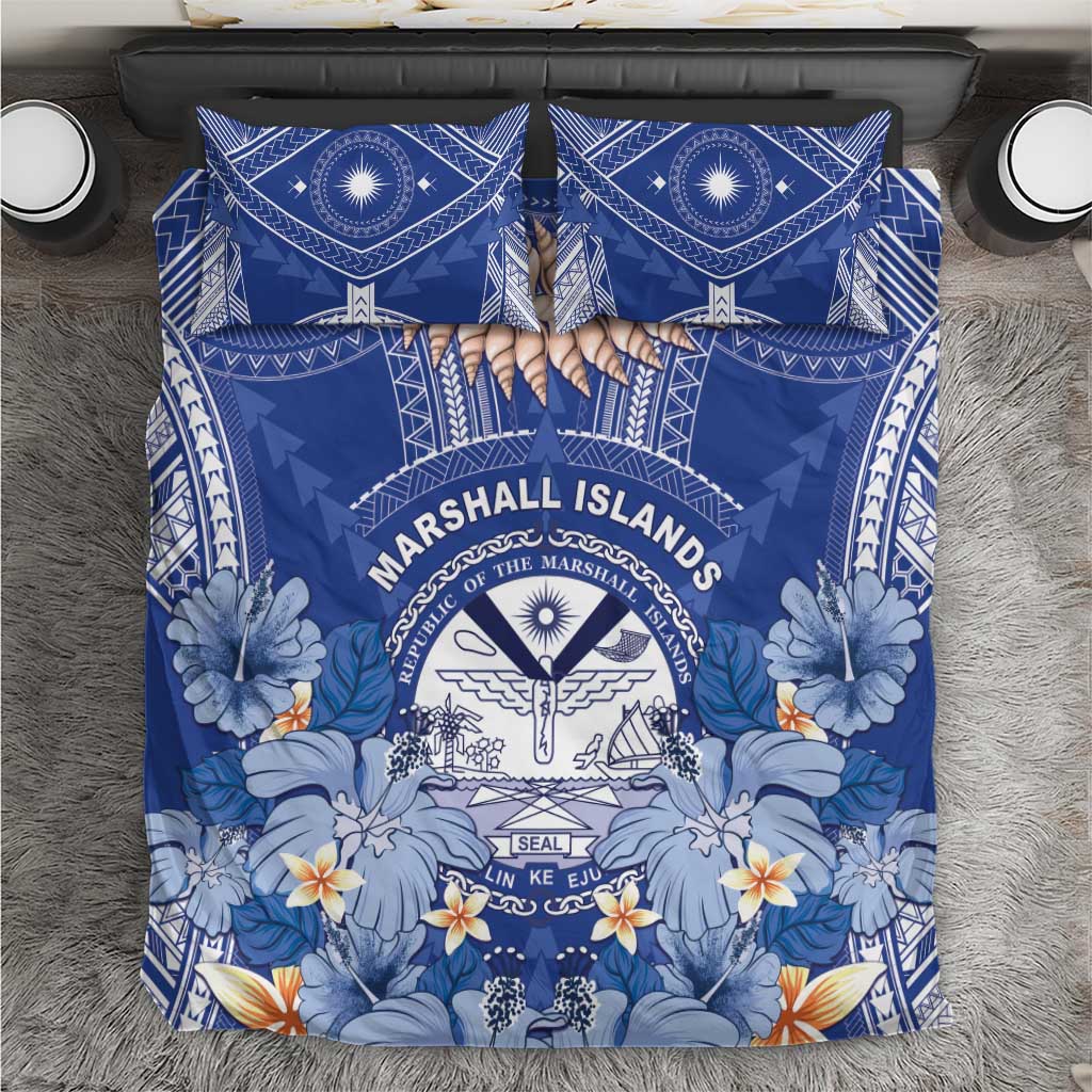 Marshall Islands Jemenei Day Bedding Set Polynesian Tribal Tattoo Seashell Necklace
