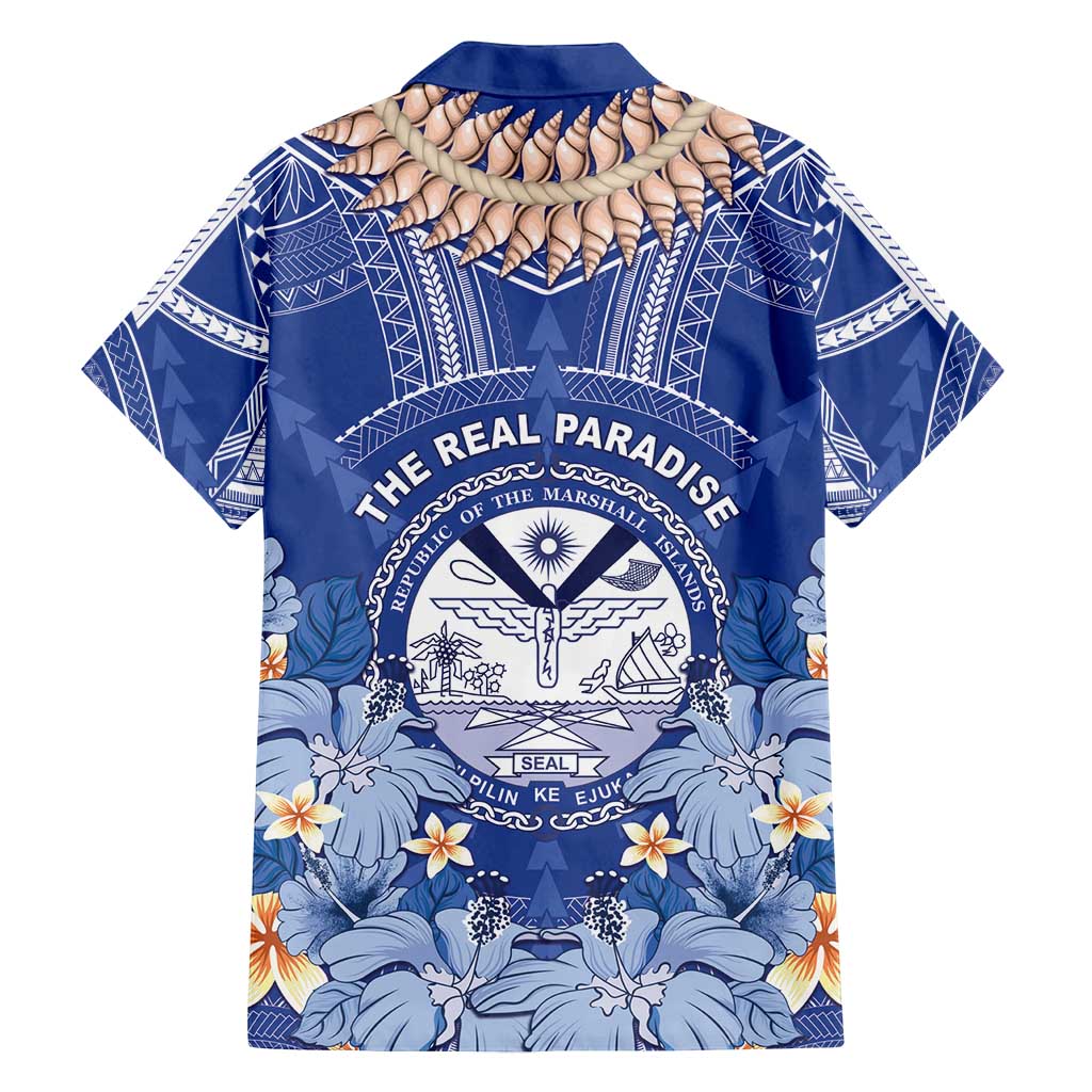 Marshall Islands Jemenei Day Family Matching Long Sleeve Bodycon Dress and Hawaiian Shirt Polynesian Tribal Tattoo Seashell Necklace