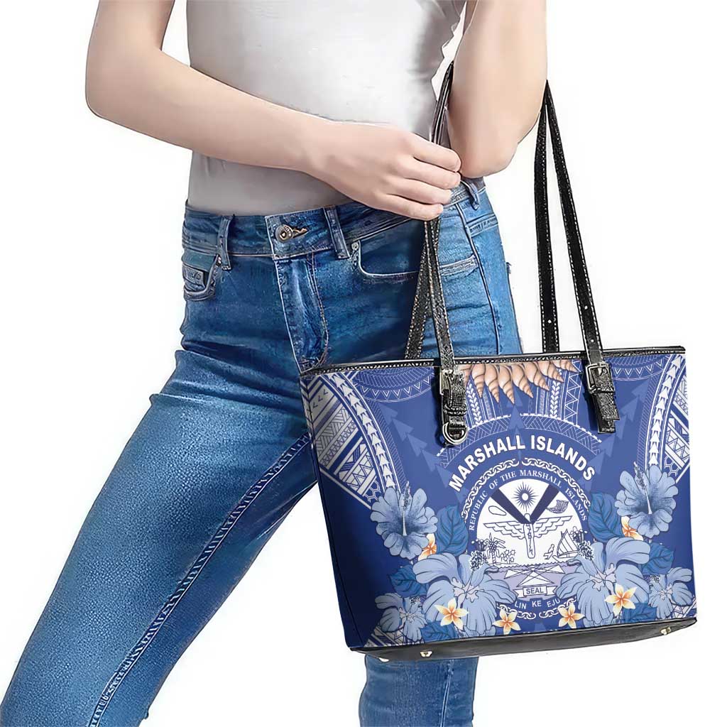 Marshall Islands Jemenei Day Leather Tote Bag Polynesian Tribal Tattoo Seashell Necklace LT05 - Polynesian Pride