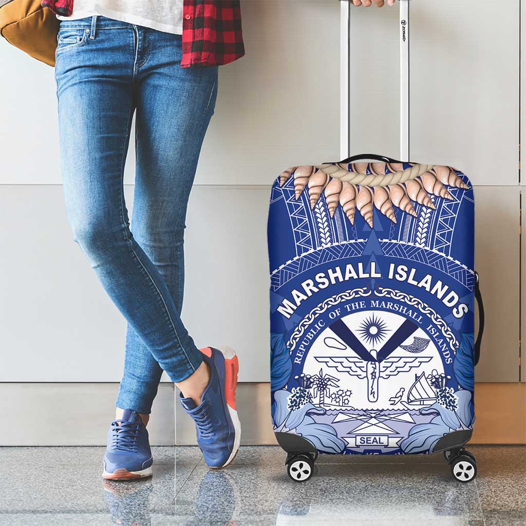 Marshall Islands Jemenei Day Luggage Cover Polynesian Tribal Tattoo Seashell Necklace