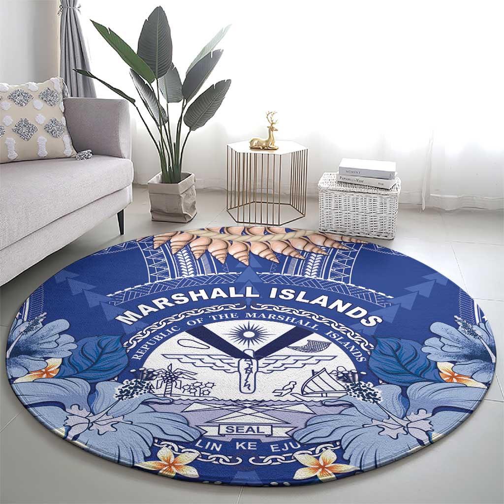 Marshall Islands Jemenei Day Round Carpet Polynesian Tribal Tattoo Seashell Necklace