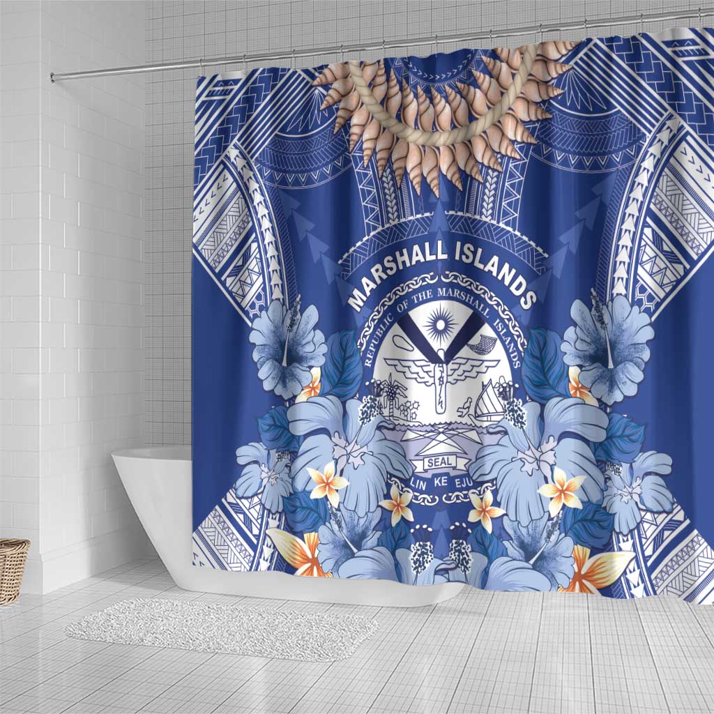 Marshall Islands Jemenei Day Shower Curtain Polynesian Tribal Tattoo Seashell Necklace