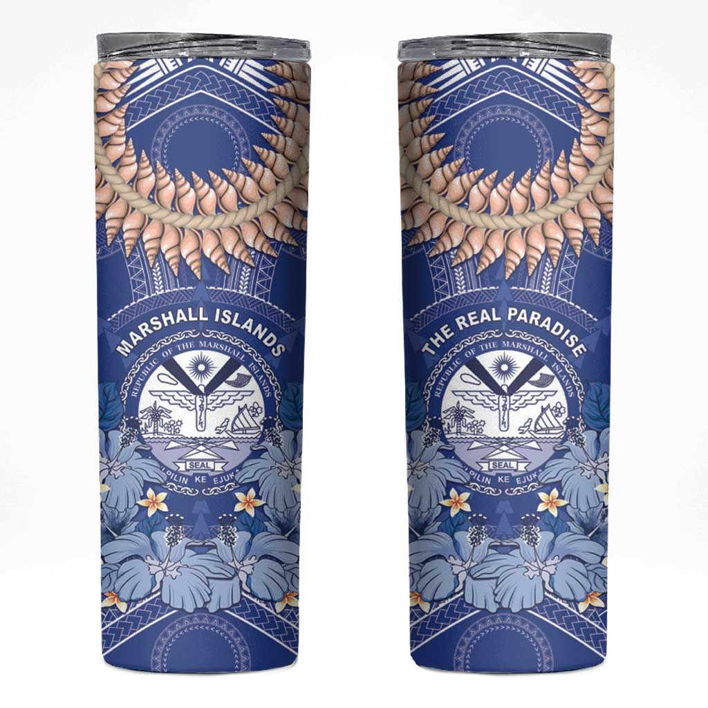 Marshall Islands Jemenei Day Skinny Tumbler Polynesian Tribal Tattoo Seashell Necklace