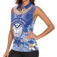 Marshall Islands Jemenei Day Women Sleeveless Polo Shirt Polynesian Tribal Tattoo Seashell Necklace