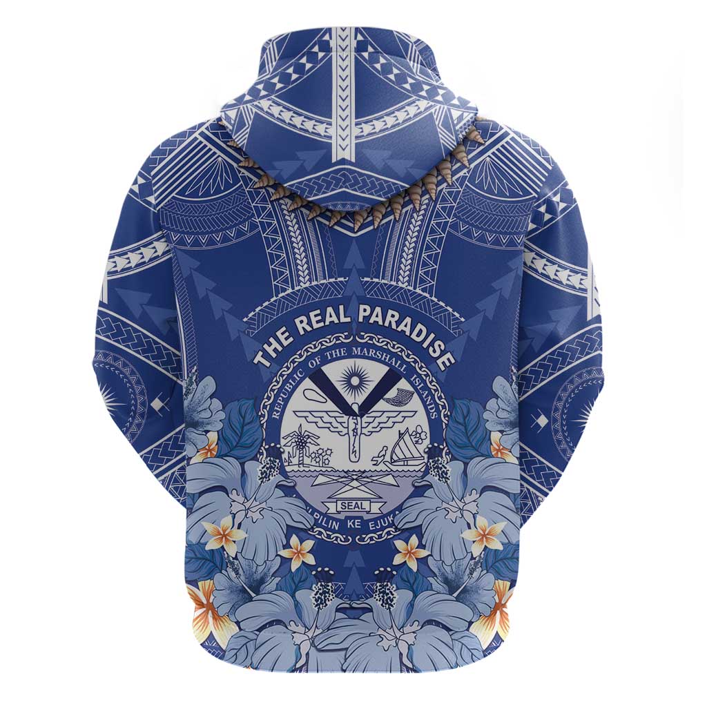 Marshall Islands Jemenei Day Zip Hoodie Polynesian Tribal Tattoo Seashell Necklace LT05 - Polynesian Pride