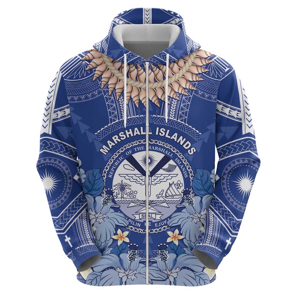 Marshall Islands Jemenei Day Zip Hoodie Polynesian Tribal Tattoo Seashell Necklace LT05 - Polynesian Pride