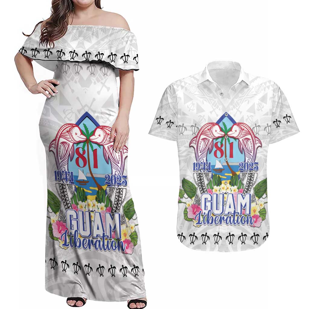 Guam Chamorro Liberation Day Couples Matching Off Shoulder Maxi Dress and Hawaiian Shirt 81st Anniversary LT05