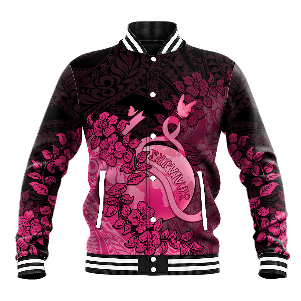 Personalised Cancer Fighter Baseball Jacket I Beat Cancer LT05 Unisex Pink - Polynesian Pride