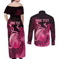 Personalised Cancer Fighter Couples Matching Off Shoulder Maxi Dress and Long Sleeve Button Shirt I Beat Cancer LT05 - Polynesian Pride