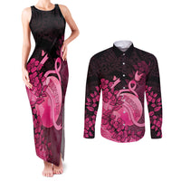 Personalised Cancer Fighter Couples Matching Tank Maxi Dress and Long Sleeve Button Shirt I Beat Cancer LT05 Pink - Polynesian Pride