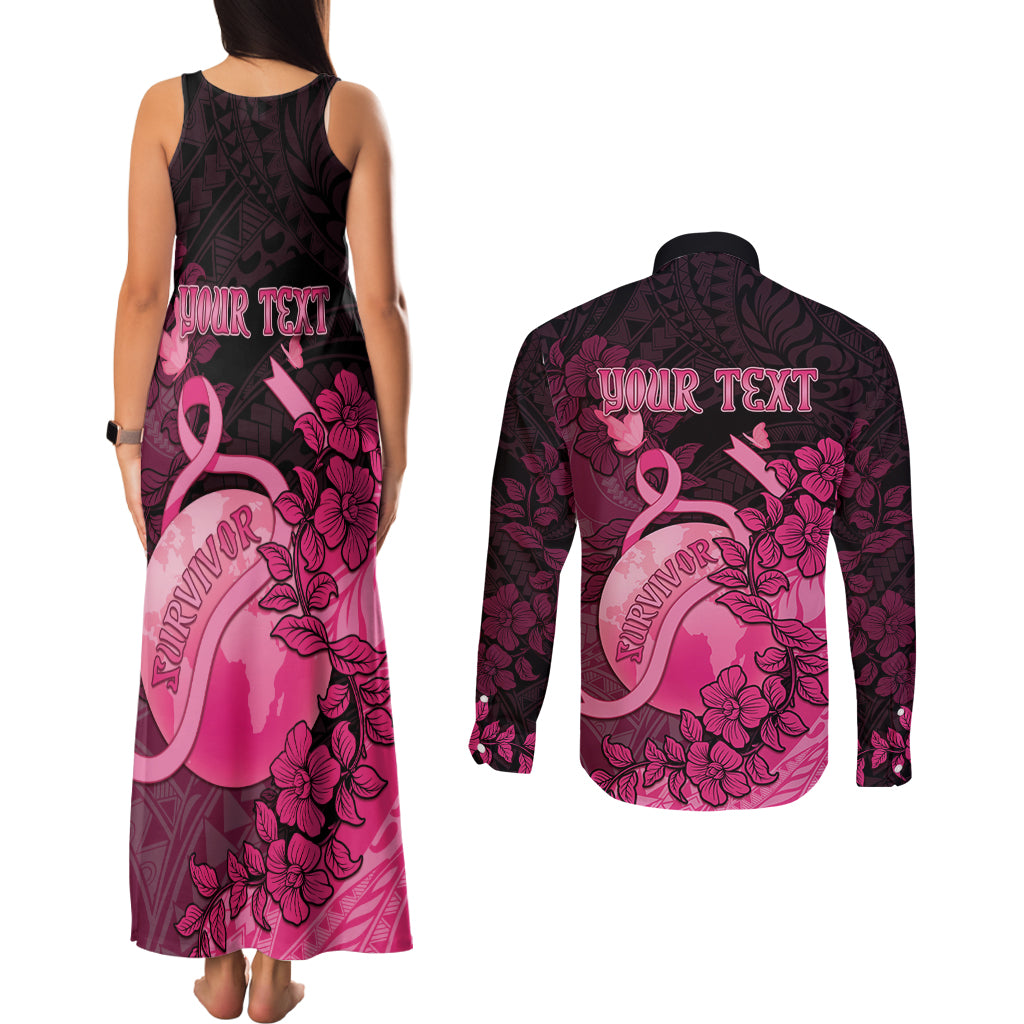 Personalised Cancer Fighter Couples Matching Tank Maxi Dress and Long Sleeve Button Shirt I Beat Cancer LT05 - Polynesian Pride