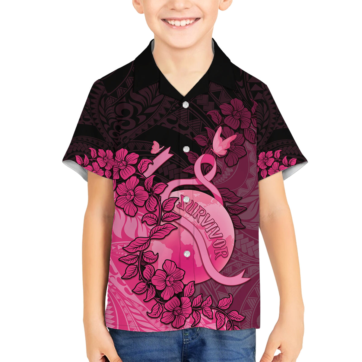 Personalised Cancer Fighter Family Matching Puletasi and Hawaiian Shirt I Beat Cancer