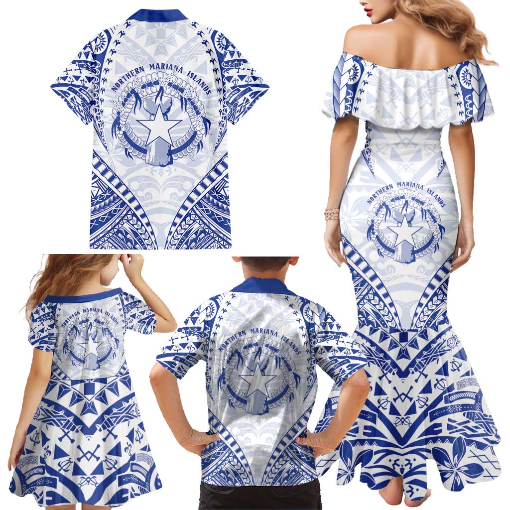 Northern Mariana Islands Liberation Day Family Matching Mermaid Dress and Hawaiian Shirt 79th Anniversary LT05 - Polynesian Pride