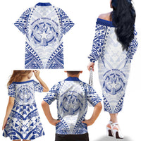 Northern Mariana Islands Liberation Day Family Matching Off The Shoulder Long Sleeve Dress and Hawaiian Shirt 79th Anniversary LT05 - Polynesian Pride